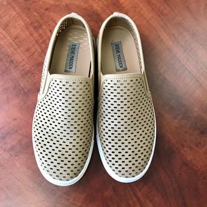 Steve Madden Tan Perforated Slip Ons